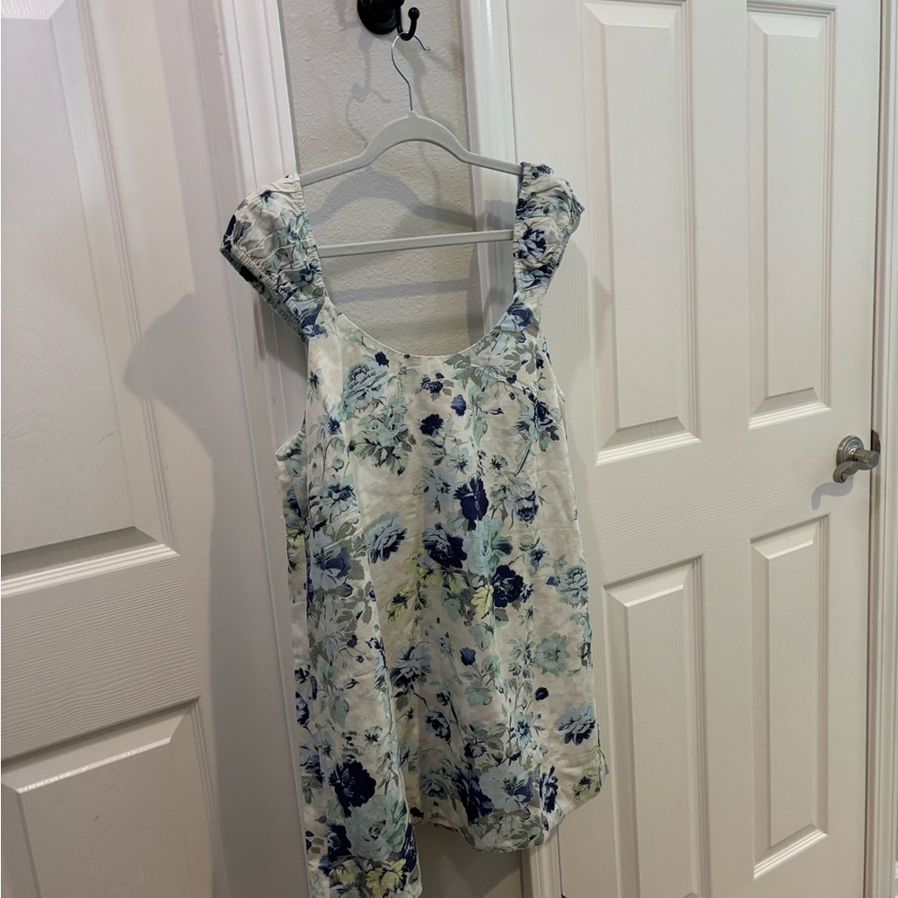 Free People Mini dress tunic Floral LINEN lined Size S FREE PEOPLE NWOT - Picture 3 of 4